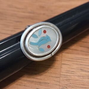 Elegant Sterling Silver and Blue Bird Women's Ring